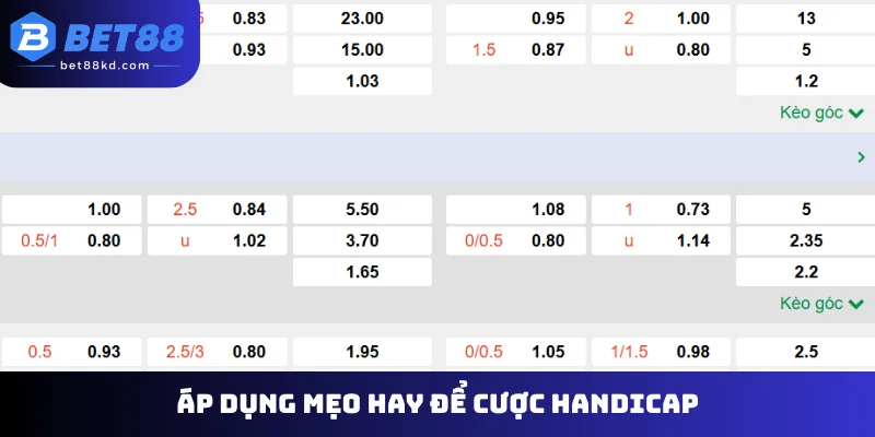 Áp dụng mẹo hay để cược Handicap